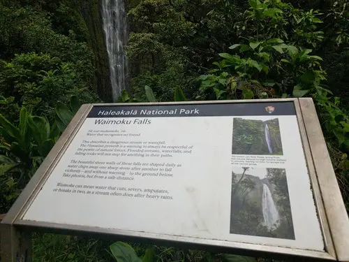 Waimoku Falls info board
