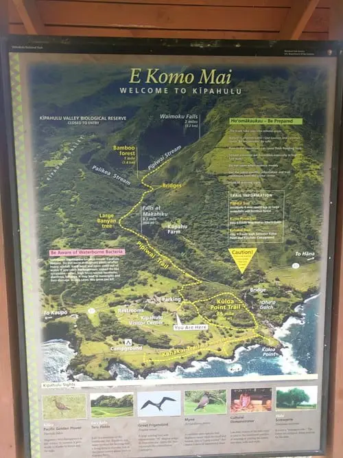 Pipiwai Trail, Oheo Gulch, Bamboo Forest in Kipahulu (sign in Haleakala NP)