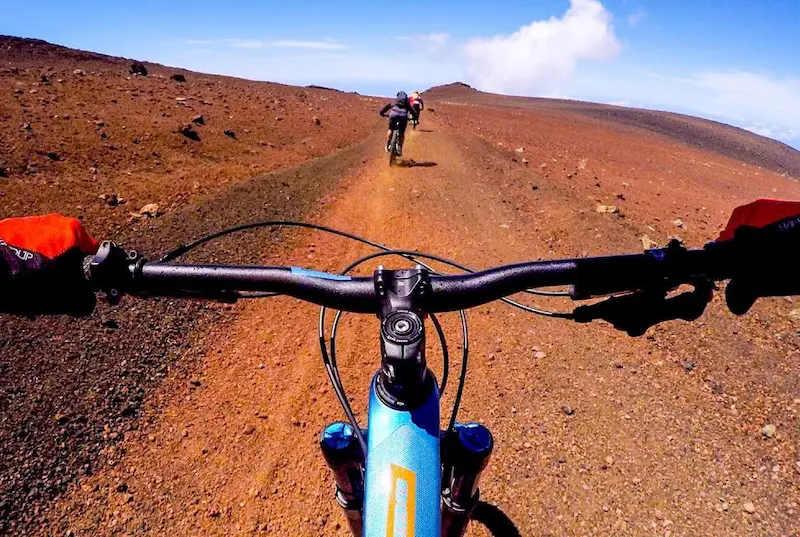 Mountain biking Haleakala crater on Maui